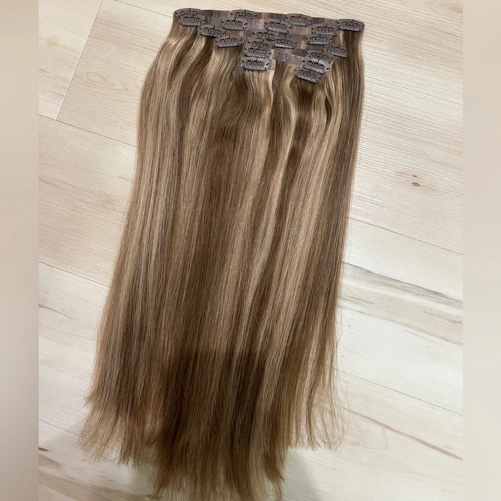 Foxy locks SUNKISSED BROWN - SEAMLESS CLIP IN HUMAN HAIR EXTENSIONS - Picture 6 of 8